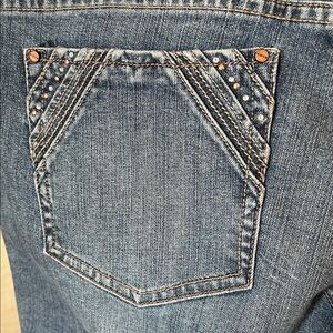 LIKE NEW WHBM Noir Slim Ankle Jeans w/ Copper and Diamond Embellishments Size 6